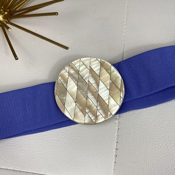 Vintage Mother of Pearl Elastic Belt Purple 80's - Picture 2 of 6